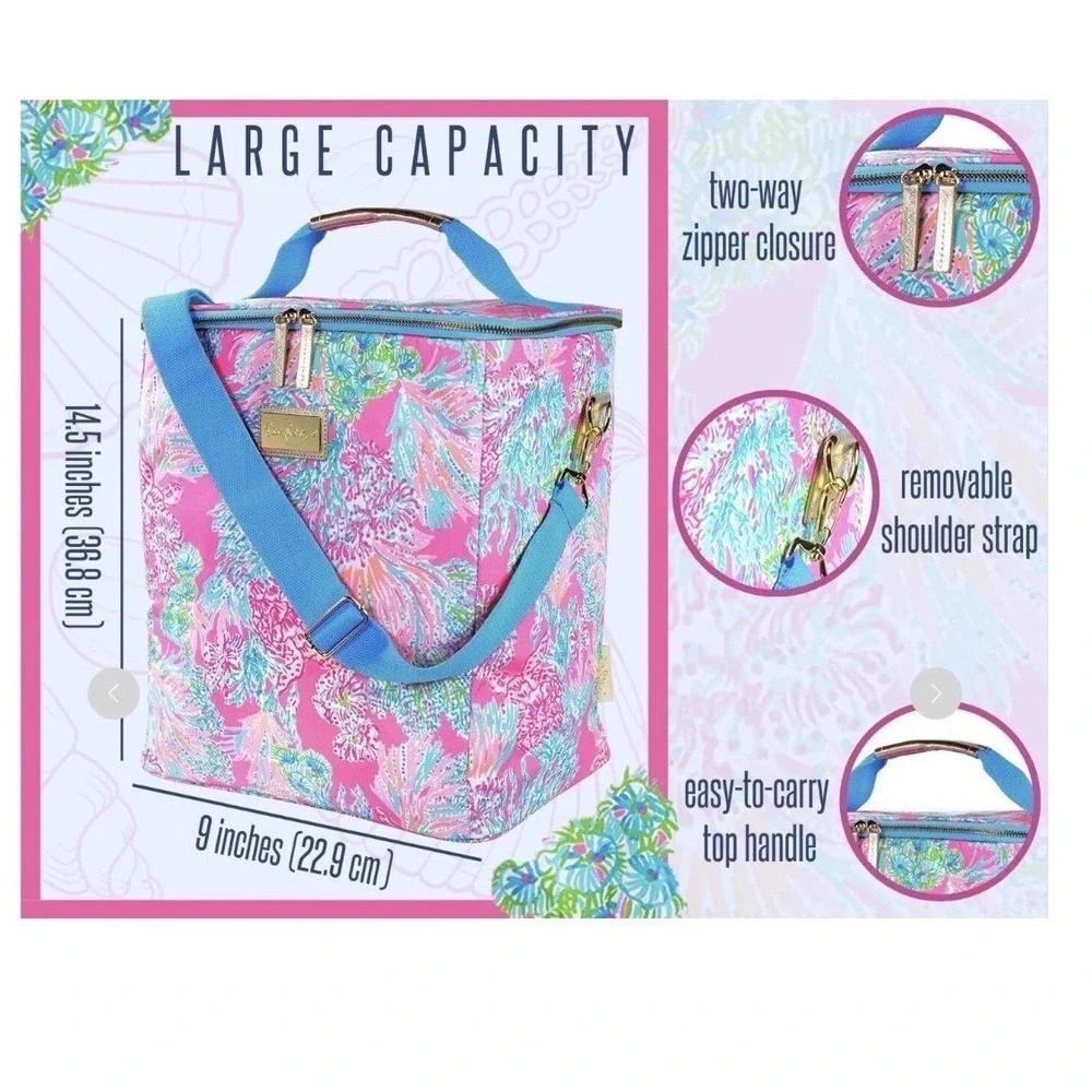 Lilly Pulitzer Seaing Things RARE‎ Insulated Cooler Bag Women Pink Blue Tropical